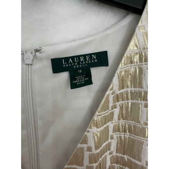 NWT Lauren Ralph Lauren Gold Dress 12 Holiday Party Cocktail - Picture 5 of 10